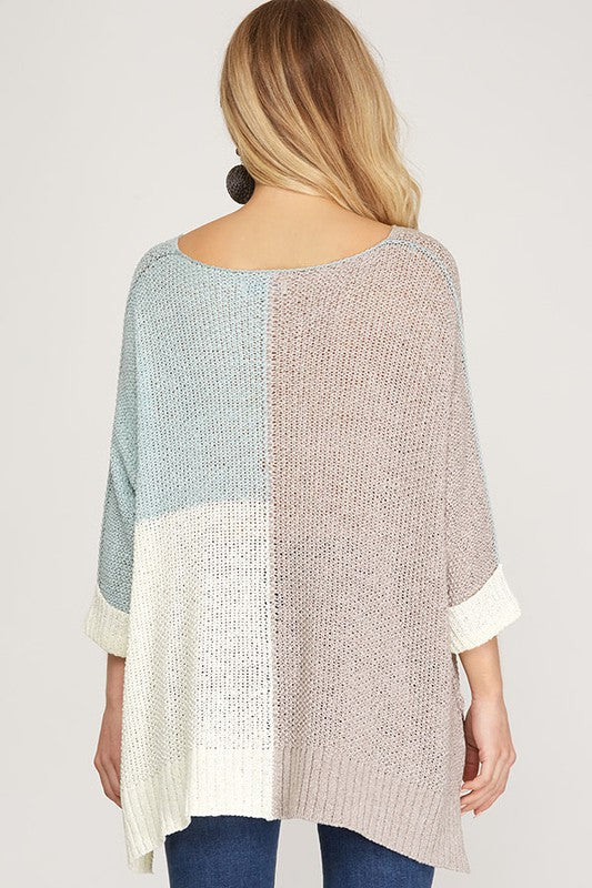 Kvinders Strikket Pullover i Gennemsigtig Farveblok 2
