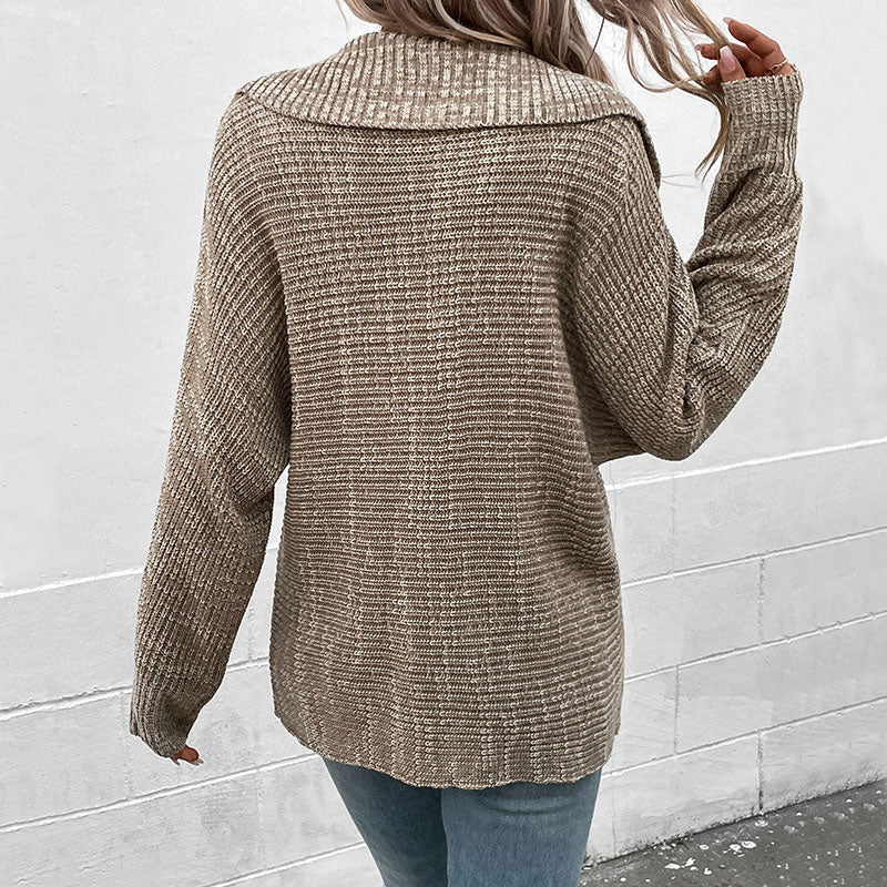 Kvinders Strikket Sweater med Krave 2