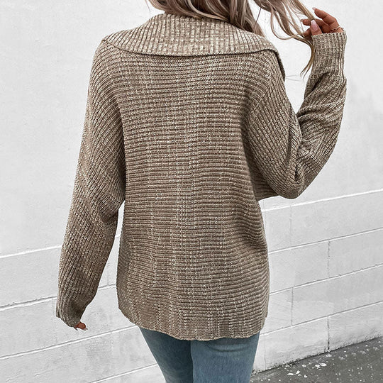 Kvinders Strikket Sweater med Krave 2