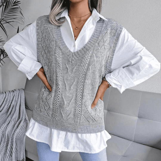 Kvinders Strikket V-hals Cardigan 1