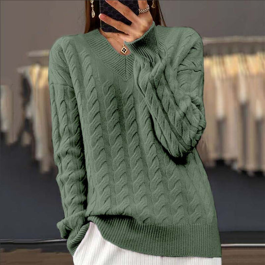 Kvinders Strikket V-hals Sweater 3