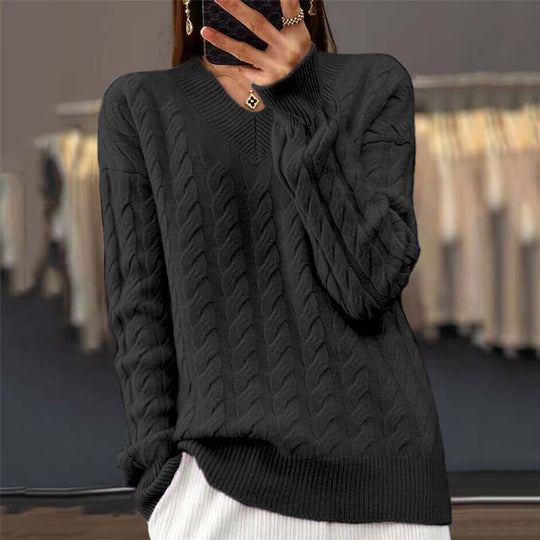Kvinders Strikket V-hals Sweater 5