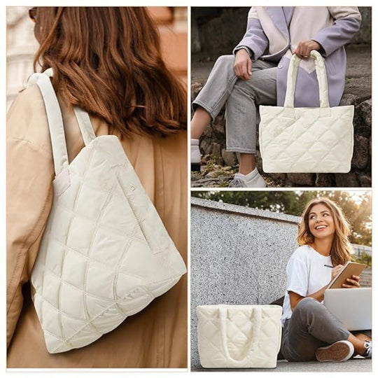 Kvinders Tote Håndtaske Isoleret Quiltet Design 2