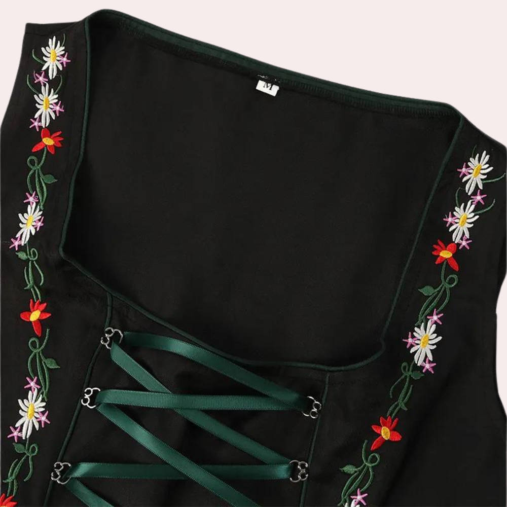 Kvinders Traditionelle Oktoberfest Kjole med Blomsterbroderi 3