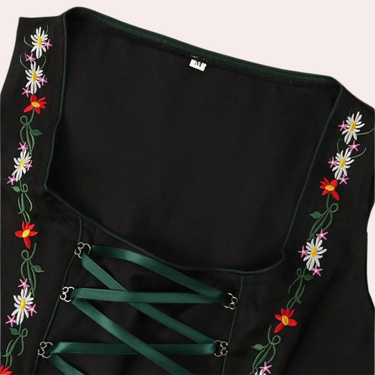 Kvinders Traditionelle Oktoberfest Kjole med Blomsterbroderi 3