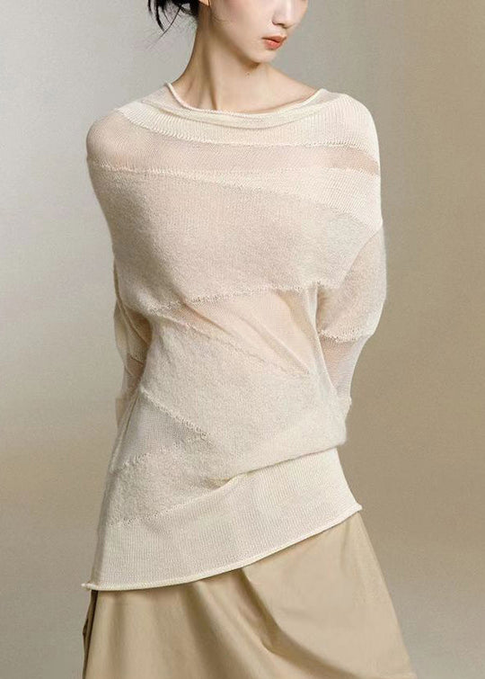 Kvinders Turtleneck Strik Top med Tulle Patchwork 1