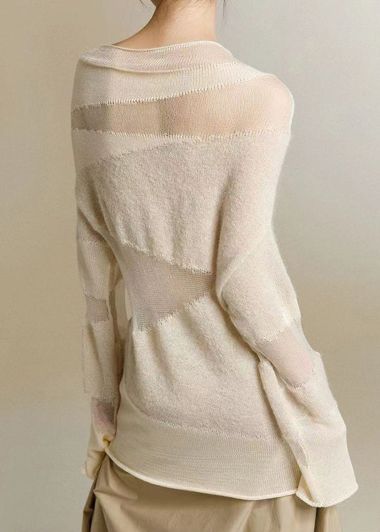 Kvinders Turtleneck Strik Top med Tulle Patchwork 4