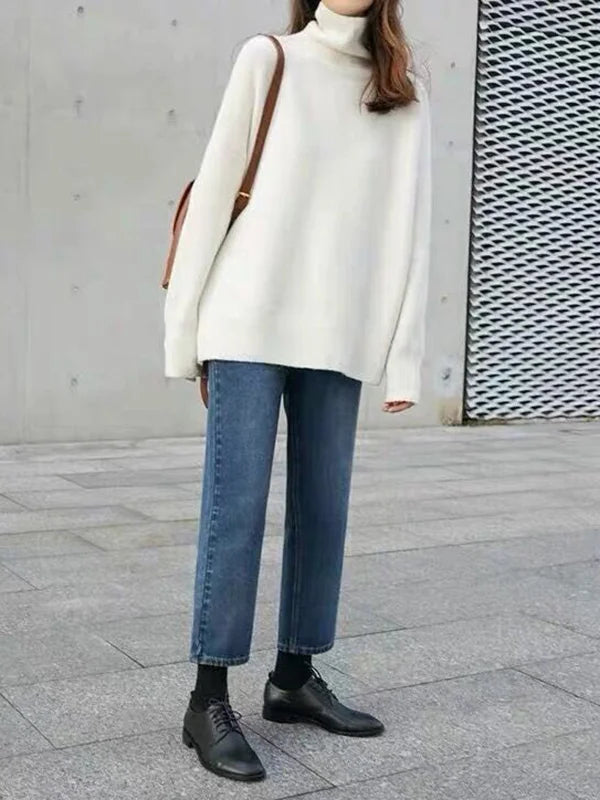 Kvinders Turtleneck Sweater Af Uldblanding Med Ribbede Manchetter 1