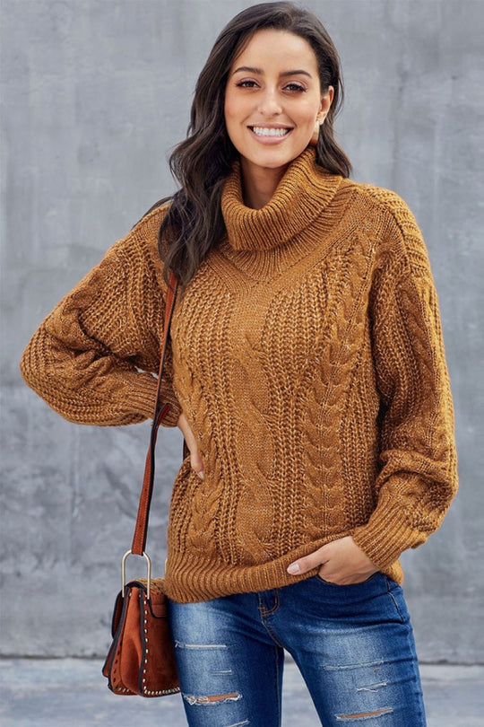 Kvinders Turtleneck Sweater Oversized Kabelstrik 3