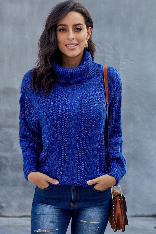 Kvinders Turtleneck Sweater Oversized Kabelstrik 5