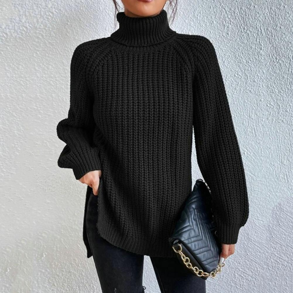 Kvinders Turtleneck Sweater Ribbet Uld Strik 4