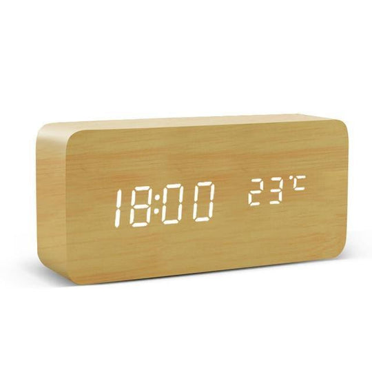 LED Vækkeur i Træ med Digital Display og Snooze-Funktion 8