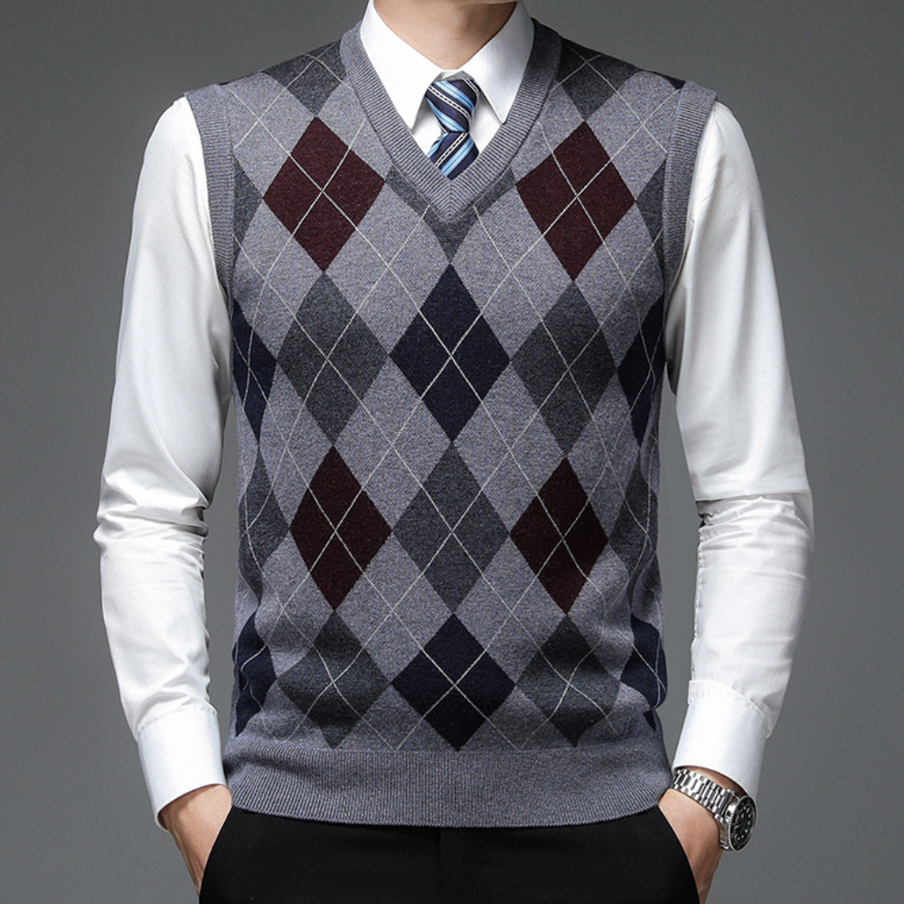 Mænds Ærmeløs Sweater V-Hals 7