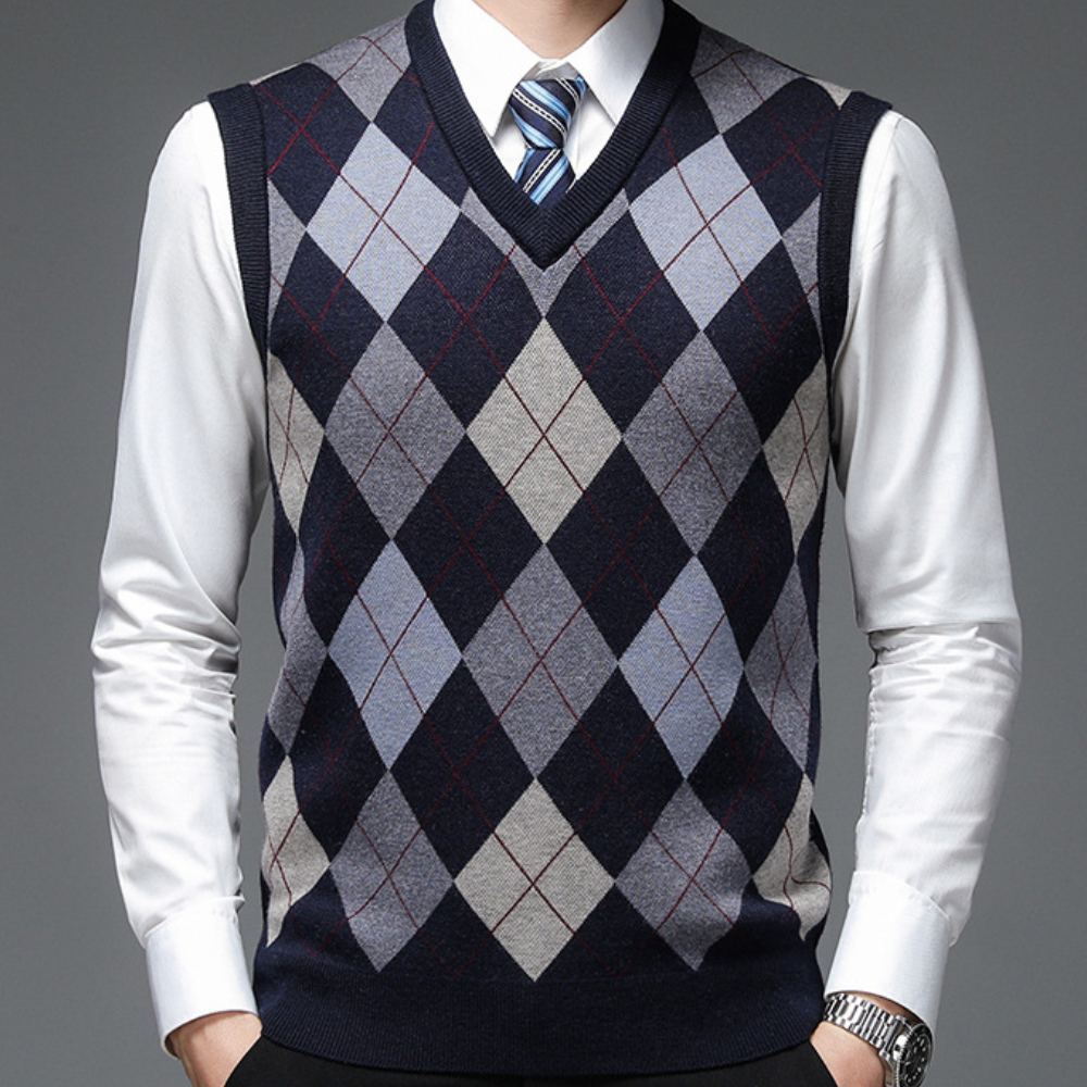 Mænds Ærmeløs Sweater V-Hals 8