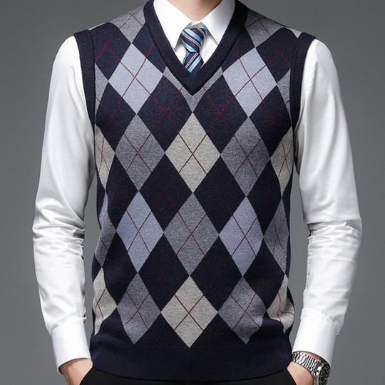 Mænds Ærmeløs Sweater V-Hals 8
