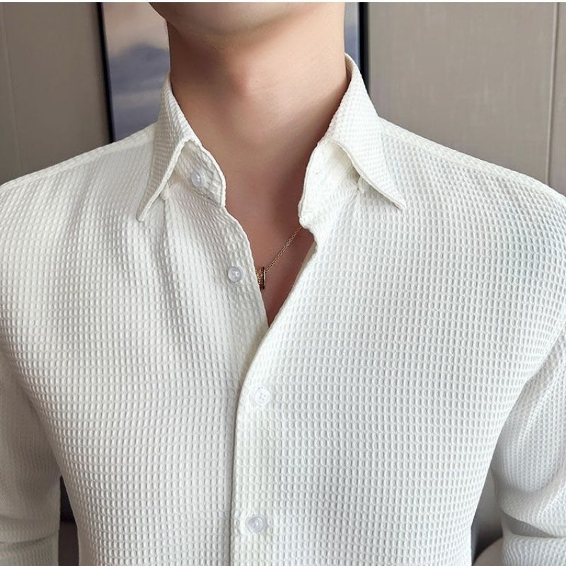Mænds Button-Up Skjorte Struktureret Stil 2