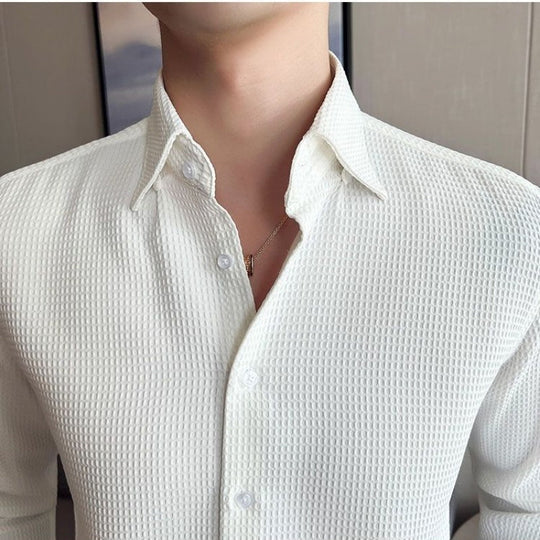 Mænds Button-Up Skjorte Struktureret Stil 2