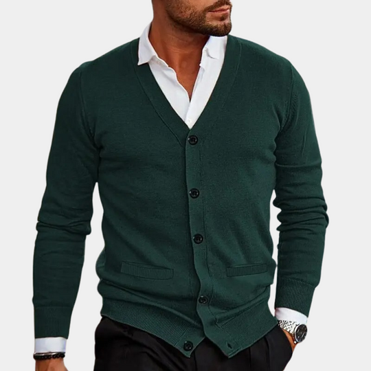 Mænds Cardigan med V-hals og Knapper 1