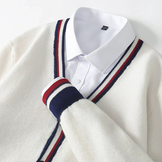 Mænds Cardigan med V-hals og Knapper 2