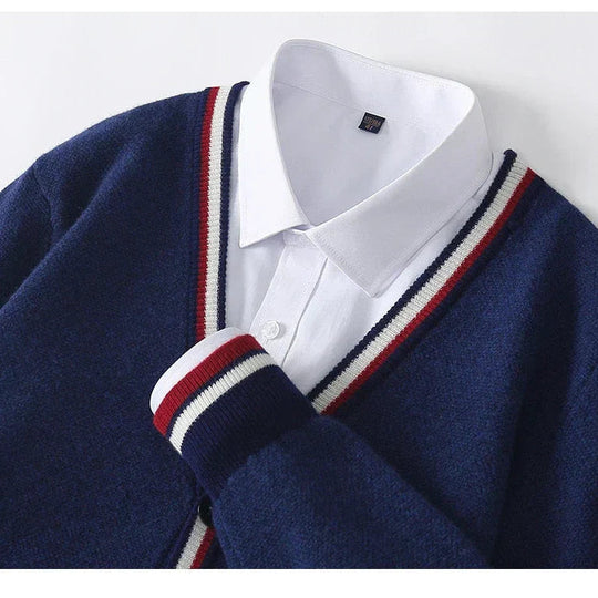 Mænds Cardigan med V-hals og Knapper 3