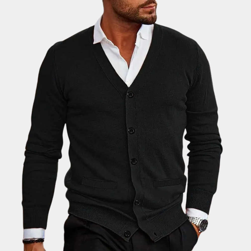 Mænds Cardigan med V-hals og Knapper 3