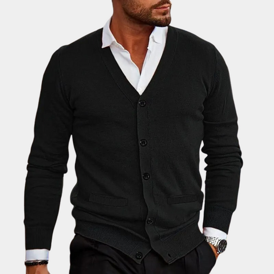 Mænds Cardigan med V-hals og Knapper 3