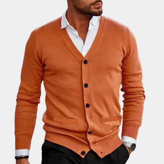 Mænds Cardigan med V-hals og Knapper 4