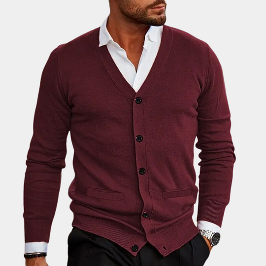 Mænds Cardigan med V-hals og Knapper 5