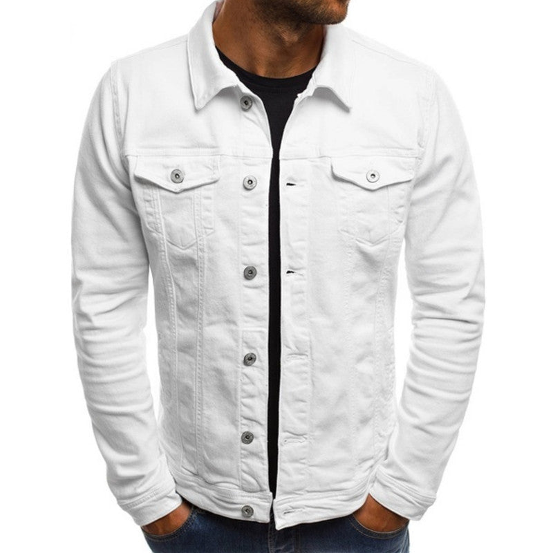 Mænds Denim Jakke Regular Fit Button-Up 0