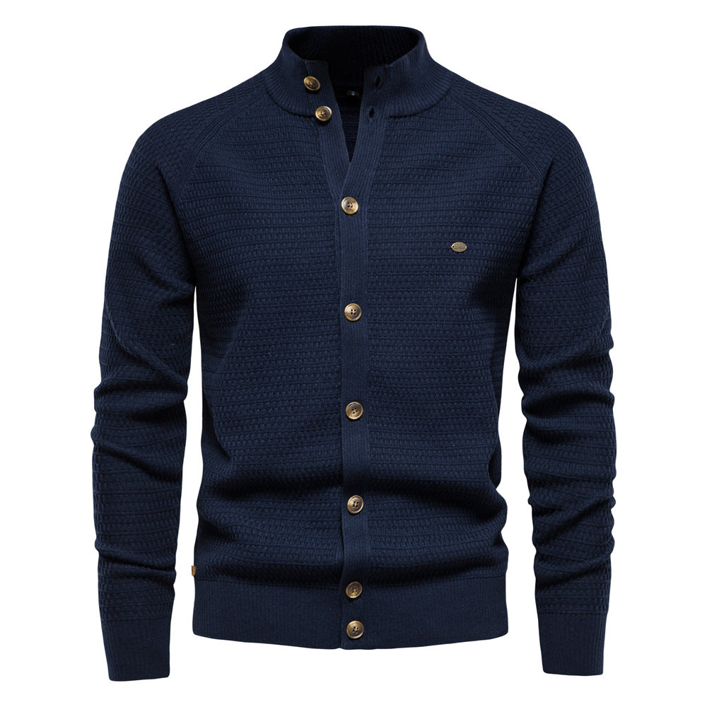 Mænds Klippede Sweater med Stativ Krave 0