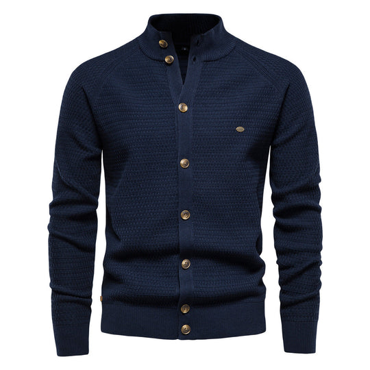 Mænds Klippede Sweater med Stativ Krave 0