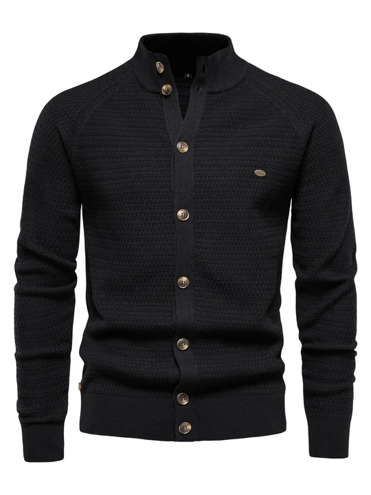 Mænds Klippede Sweater med Stativ Krave 2