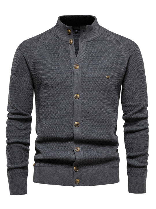 Mænds Klippede Sweater med Stativ Krave 3