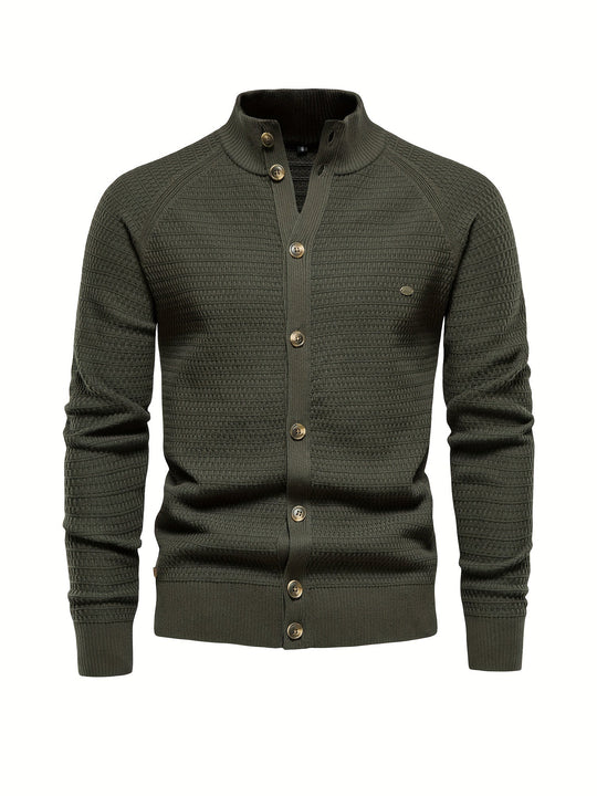 Mænds Klippede Sweater med Stativ Krave 6