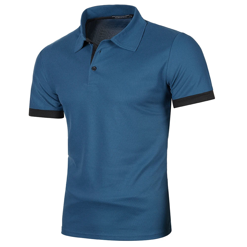 Mænds Kortærmet Polo T-Shirt med Kontrastfarve Casual Style 1