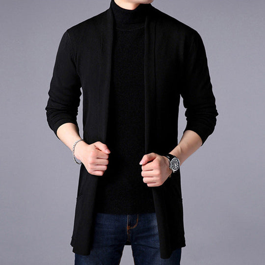 Mænds Lang Cardigan Åben Front 1