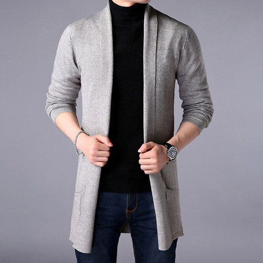 Mænds Lang Cardigan Åben Front 3