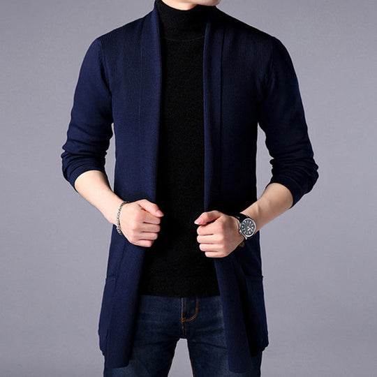 Mænds Lang Cardigan Åben Front 4