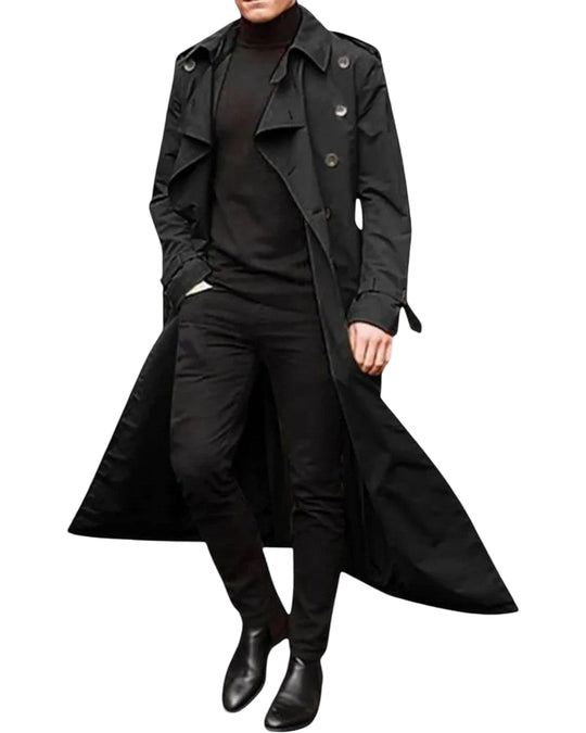 Mænds Lang Dobbeltradet Trenchcoat Moderne Stil 0