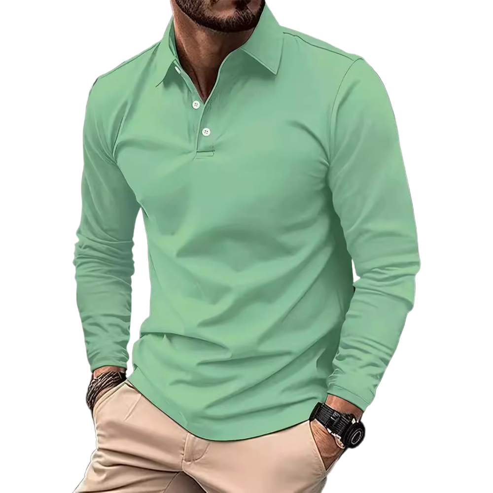 Mænds Langærmet Poloshirt Klassisk Stil 0