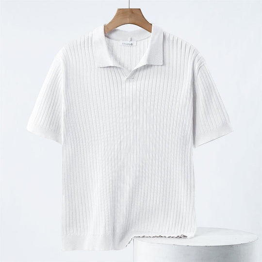 Mænds Poloshirt Klassisk Stil Med Ribbenmønster 1