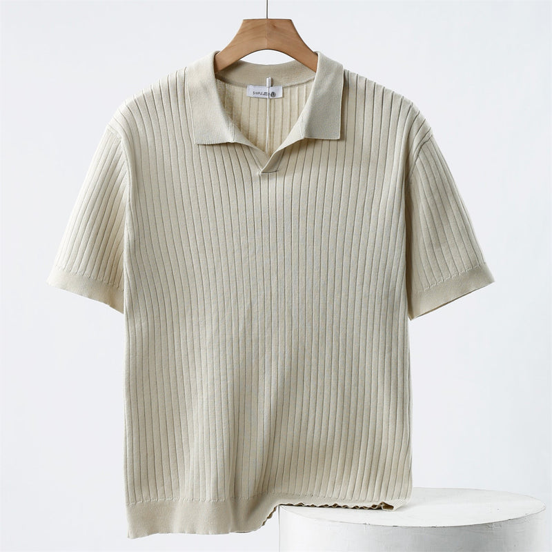 Mænds Poloshirt Klassisk Stil Med Ribbenmønster 2