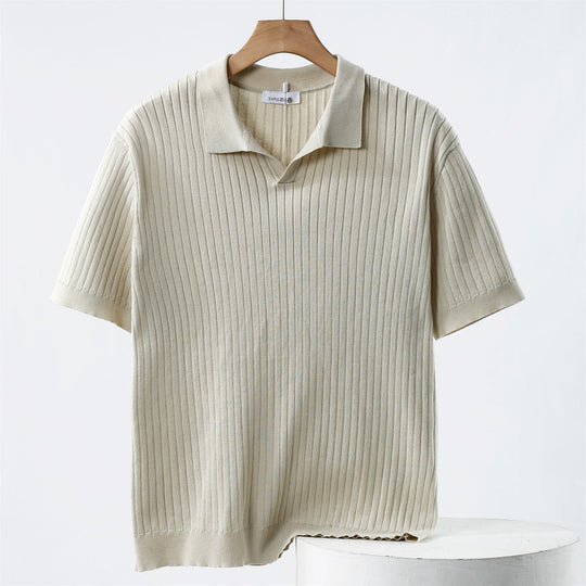 Mænds Poloshirt Klassisk Stil Med Ribbenmønster 2