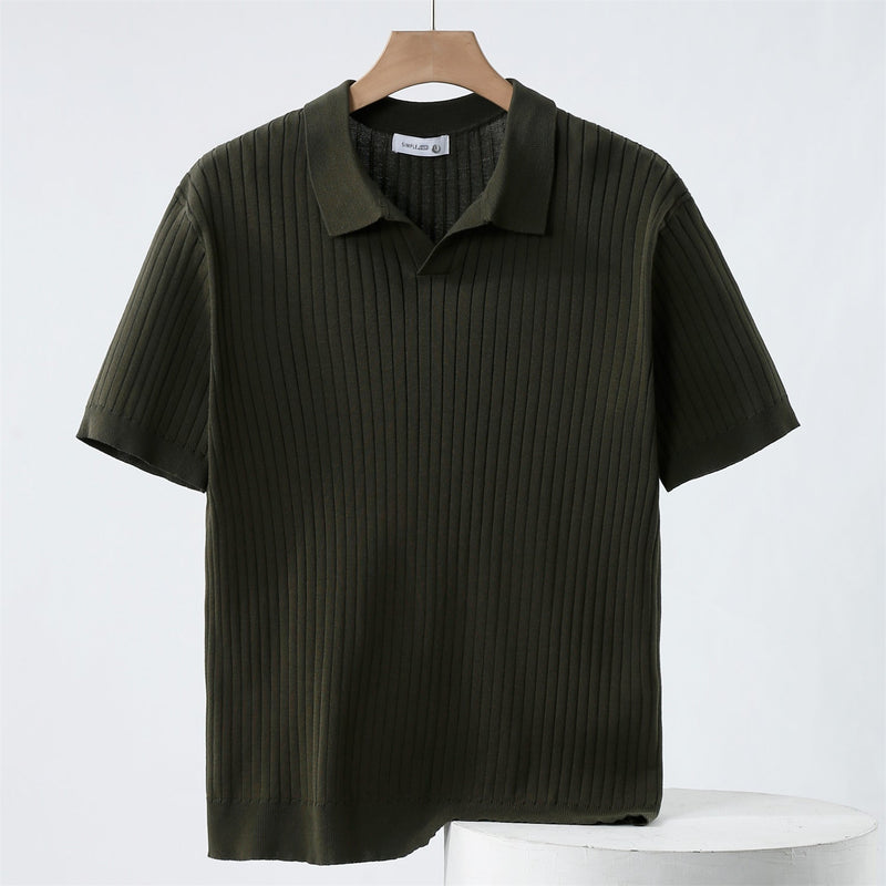 Mænds Poloshirt Klassisk Stil Med Ribbenmønster 3