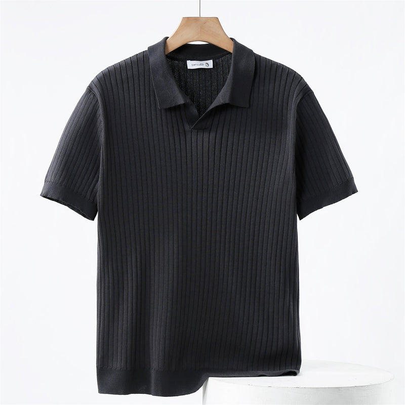 Mænds Poloshirt Klassisk Stil Med Ribbenmønster 4