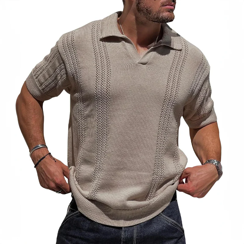 Mænds Poloshirt Strikket Sommerstil 3