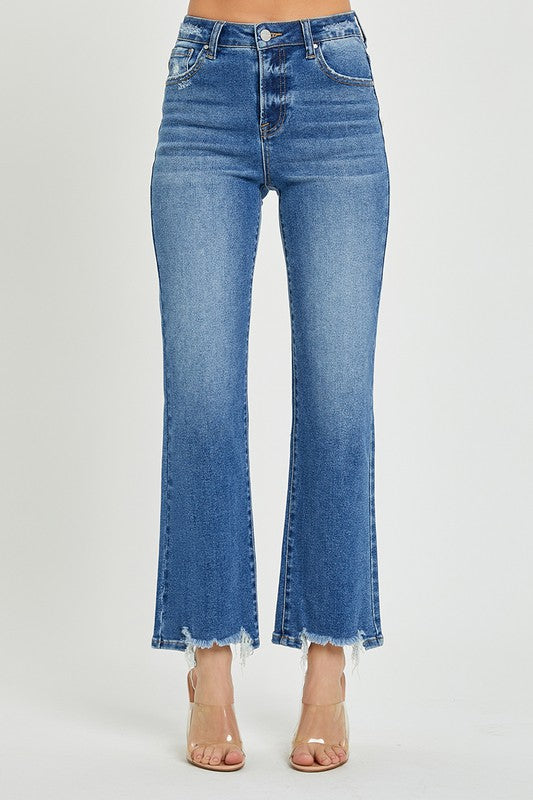 Mænds Straight Jeans Høj Talje Mørk Denim 2