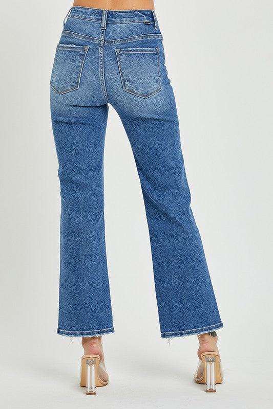 Mænds Straight Jeans Høj Talje Mørk Denim 4
