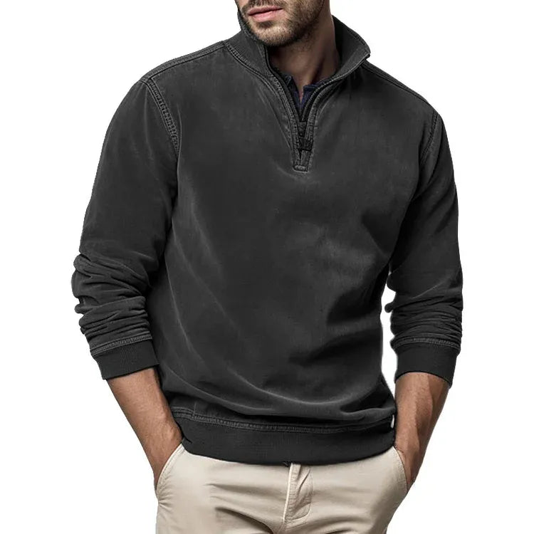 Mænds Vintage Sweatshirt med Vaskede Detaljer 4