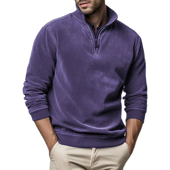 Mænds Vintage Sweatshirt med Vaskede Detaljer 5